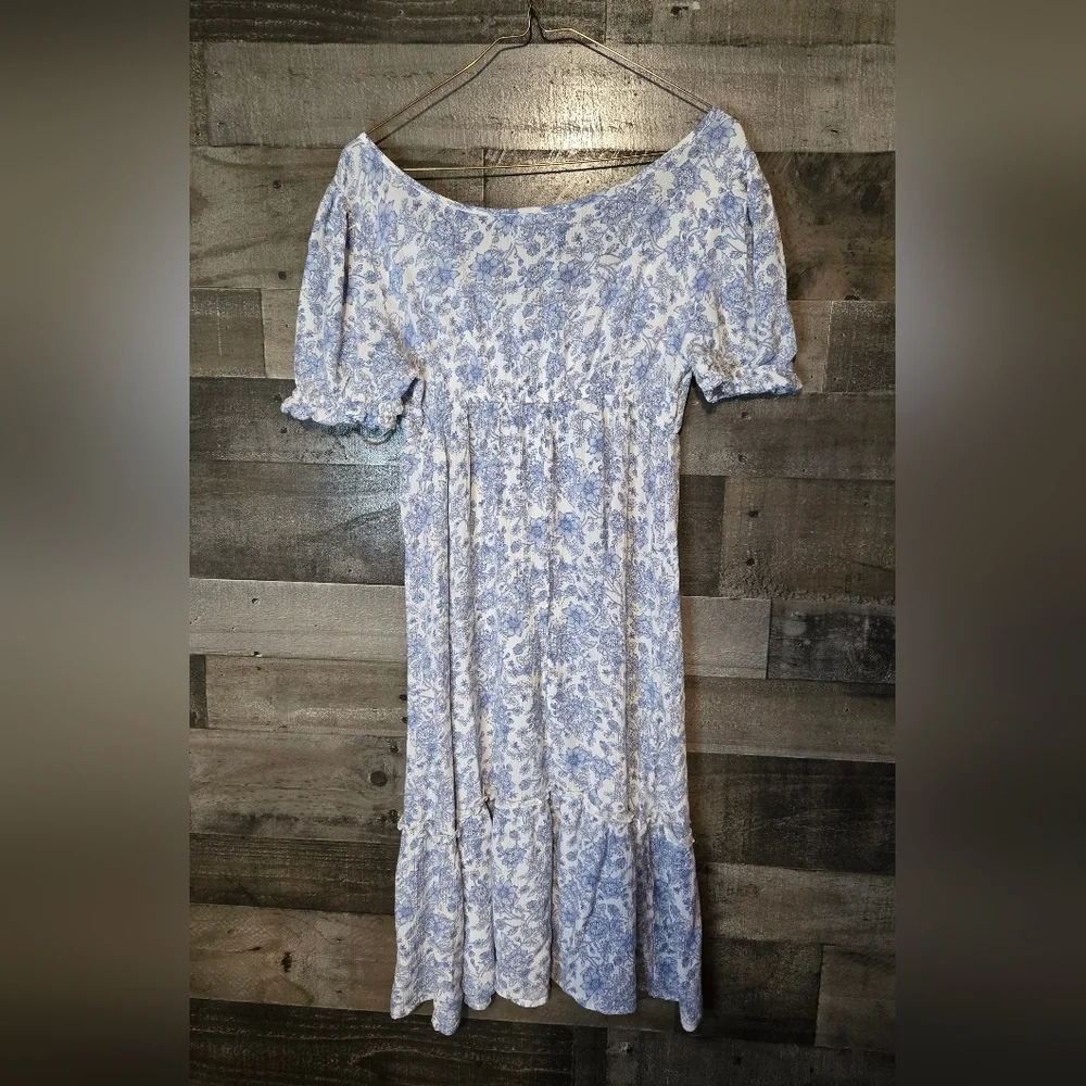 Light Blue Floral Midi Dress